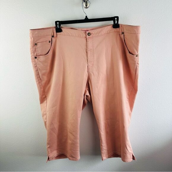 Woman Within Peach Denim Capris Size 30W - Picture 1 of 3